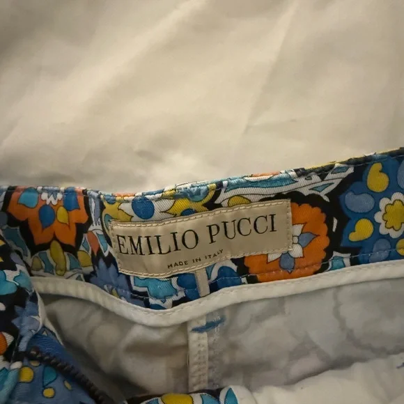 Emilio Pucci High Waist Floral Shorts - Blue, Orange, Yellow - Picture 2 of 3